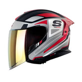 Casco Shaft Pro 240Dv Transverse Gris Rojo Visor Iridium Naranja